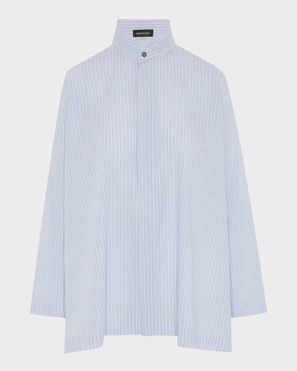 Slim A-Line Double Stand Collar Shirt with Stepped Insert (Long Length)